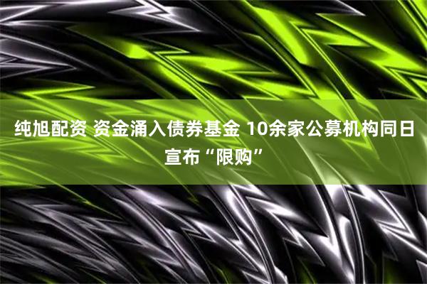 纯旭配资 资金涌入债券基金 10余家公募机构同日宣布“限购”
