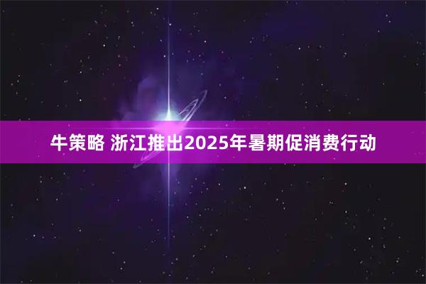 牛策略 浙江推出2025年暑期促消费行动